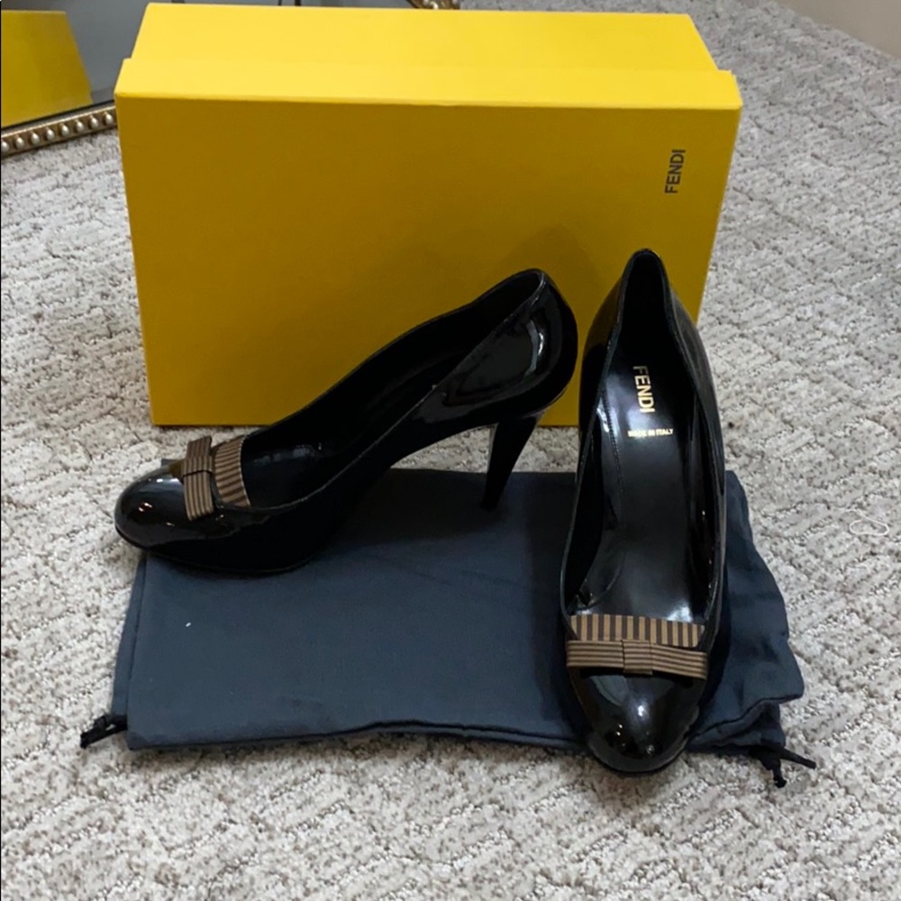 Fendi Black Patent Leather Heels